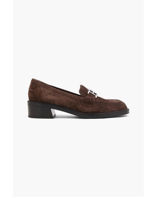 Bally Brown Ellyane Embellished Suede Loafers