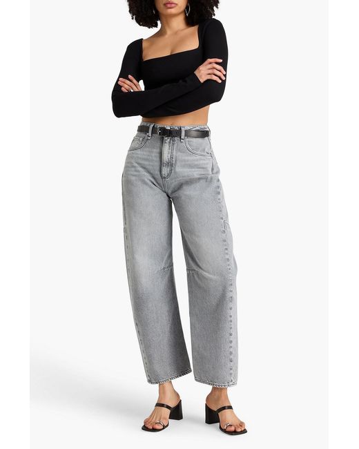 Rag & Bone Gray Charlie High-Rise Barrel-Leg Jeans