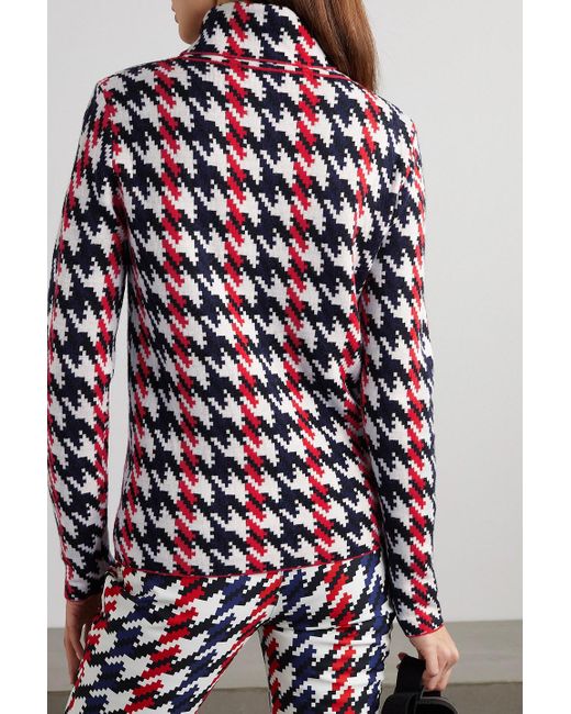 Perfect Moment Red Stehkragenpullover aus merinowolle mit hahnentrittmuster
