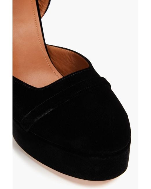 Malone Souliers Black Mora 125 Velvet Platform Pumps