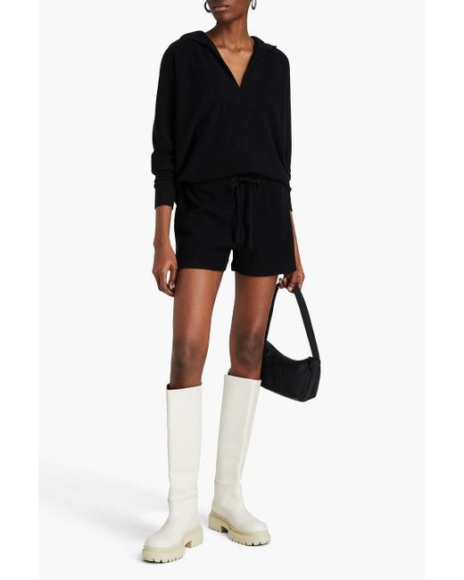 James Perse Black Waffle-knit Cotton And Cashmere-blend Shorts