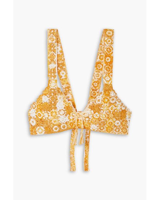 Miguelina Metallic Aline bikini-oberteil aus gehäkelter baumwolle