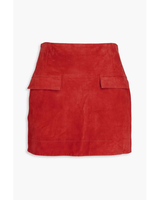 Loulou Studio Red Veria Suede Mini Skirt