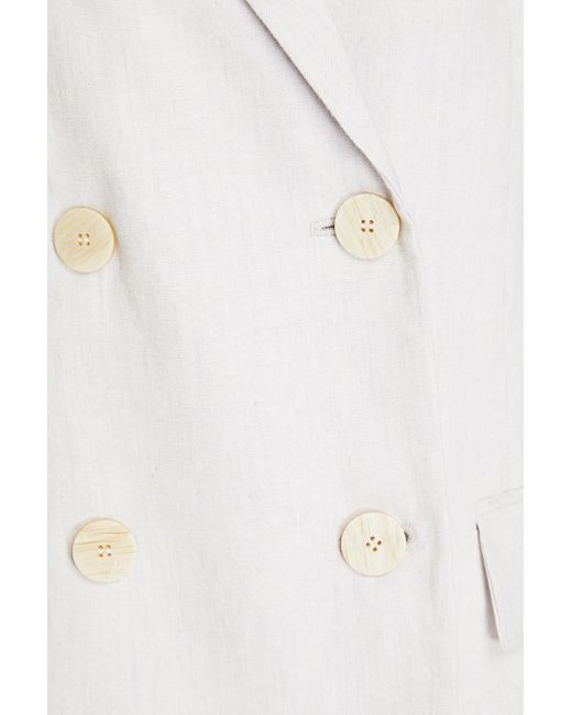 Theory White Double-breasted Linen-blend Blazer