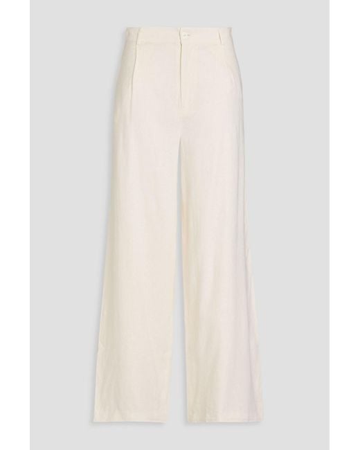 Solid & Striped White Renata Linen-blend Wide-leg Pants