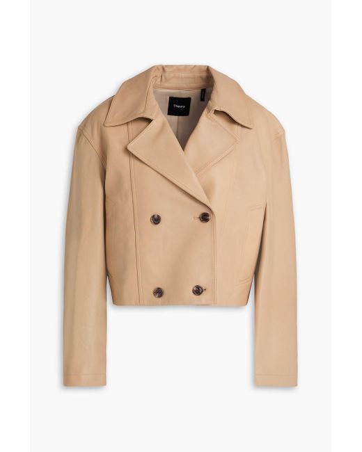 Theory Natural Double-breasted Leather Jacket