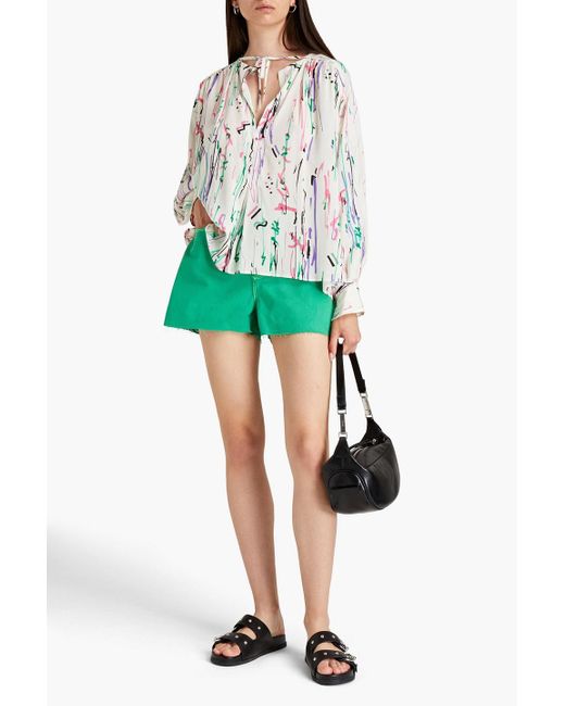 Isabel Marant White Amba Printed Silk-blend Crepe De Chine Blouse