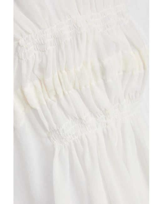 Isabel Marant White Annaelle Ruffled Silk-Georgette Top