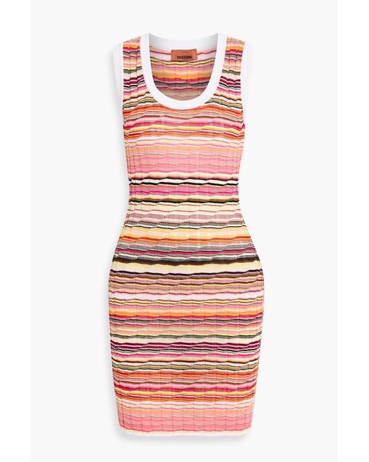 Missoni Red Space-Dyed Ribbed Cotton-Blend Mini Dress