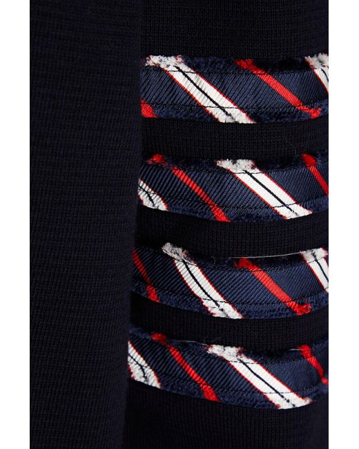 Thom Browne Blue Striped Twill-trimmed Cotton Sweater for men