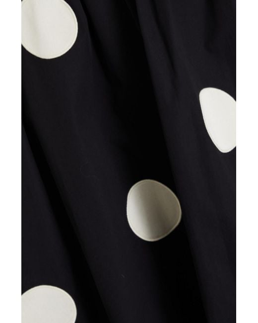 Tory Burch Black Draped Polka-dot Cotton Midi Skirt