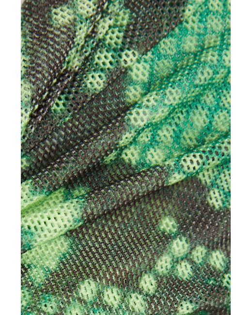 Cult Gaia Green Kumi Cutout Snake-print Stretch-mesh Midi Dress
