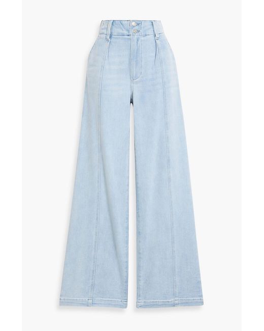 PAIGE Blue Brooklyn Pleated High-Rise Wide-Leg Jeans