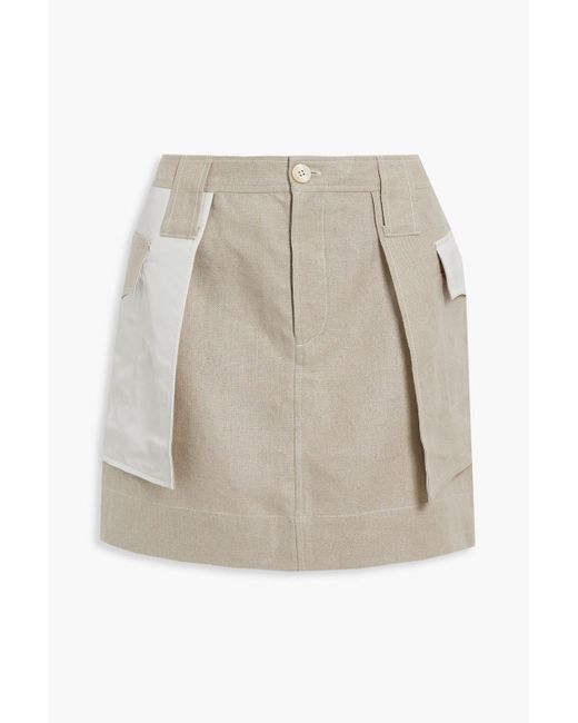 Ganni White Shell-paneled Linen Mini Skirt