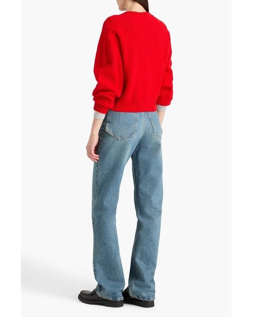 Loulou de Saison Red Berenice Ribbed Cashmere Sweater