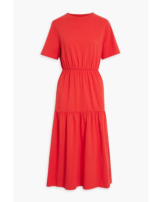 Max Mara Red Pergola Tie Stretch-cotton Jersey Midi Dress