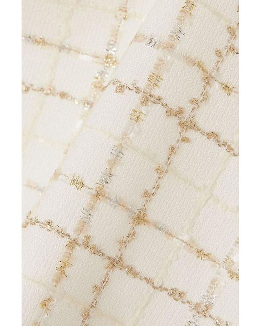 Alessandra Rich Natural Checked Sequin-embellished Metallic Tweed Mini Skirt