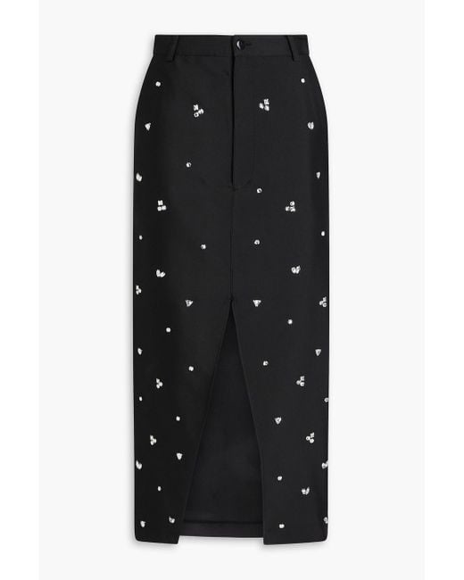 Sandro Black Crystal-embellished Faille Midi Pencil Skirt