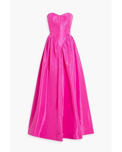 Zac Posen Pink Strapless Gathered Taffeta Gown
