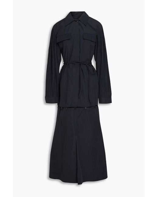 Nanushka Black Danielle Convertible Cotton-blend Poplin Maxi Shirt Dress
