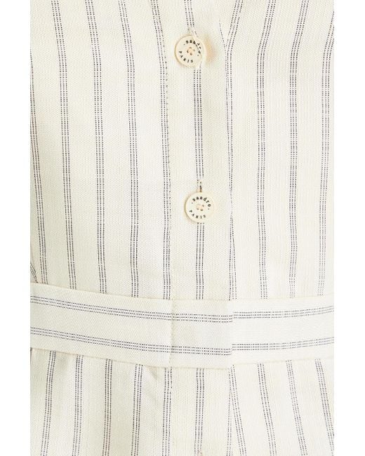 Sandro White Pleated Striped Woven Playsuit
