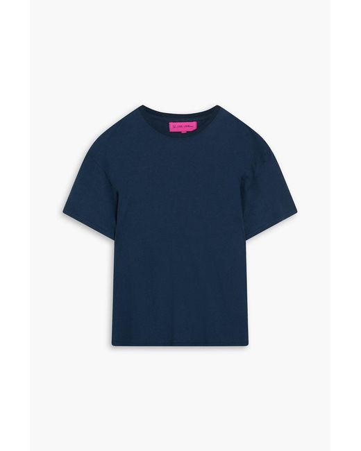 The Elder Statesman Blue Solid Cotton And Linen-Blend Jersey T-Shirt for men