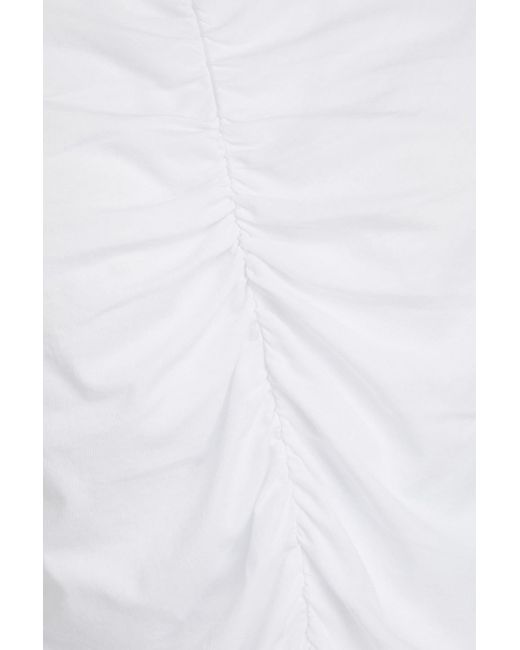 Veronica Beard White Ruched Pima Cotton-jersey Top