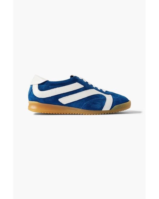 Proenza Schouler Blue Track Leather-Trimmed Suede Sneakers