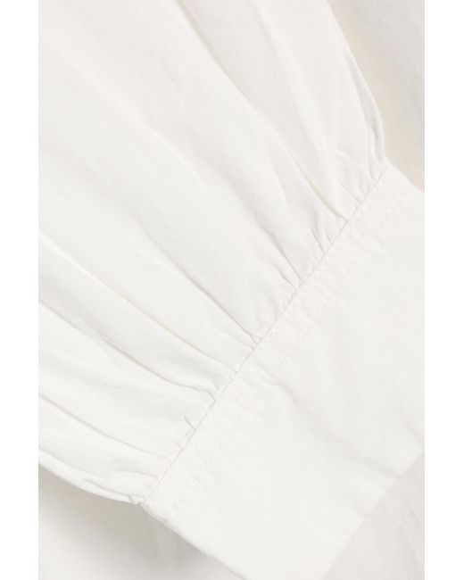 Nili Lotan White Najam Gathered Cotton-poplin Mini Dress