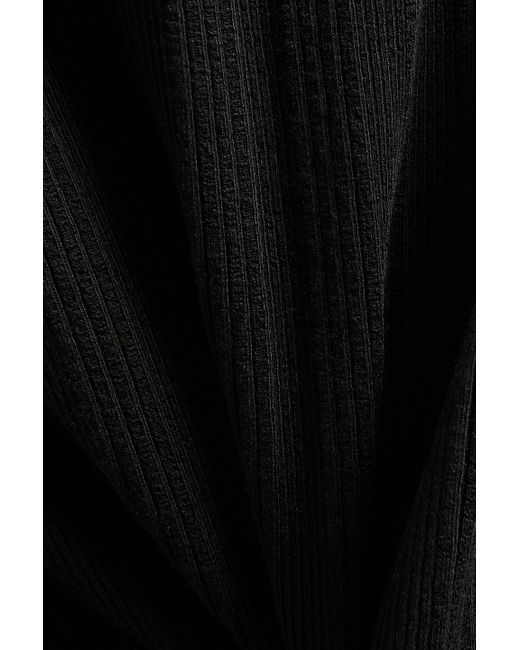 Enza Costa Black Ribbed Stretch Cotton And Modal-blend Jersey Mini Dress