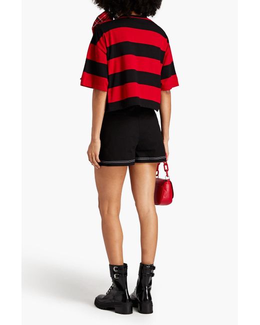 RED Valentino Black Skirt-effect Cotton-blend Twill Shorts