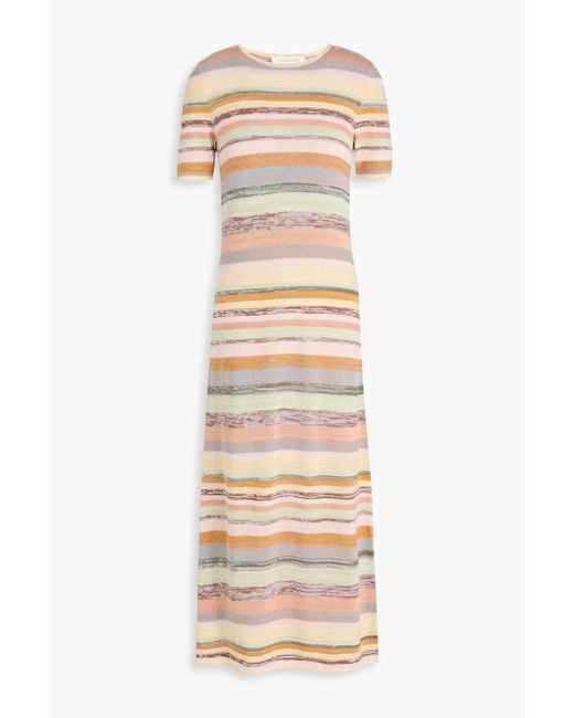Zimmermann Striped Knitted Midi Dress in Natural | Lyst Zimmermann Striped Knitted Midi Dress in Natural | Lyst