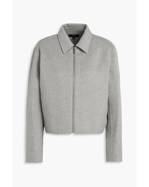 Theory Gray Brushed Wool And Cashmere-Blend Felt Jacket