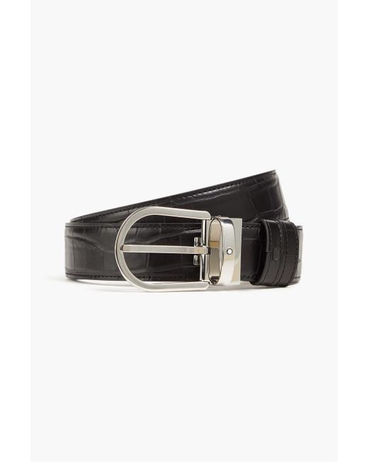 Montblanc Black Croc-effect Leather Belt for men