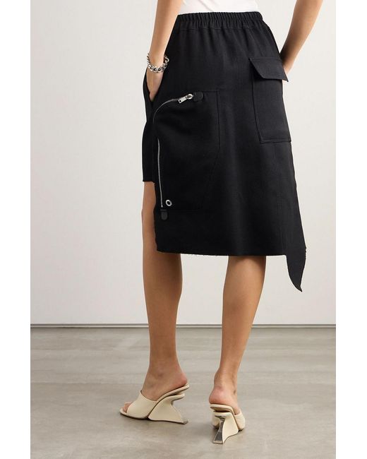 Rick Owens Black Dracca Asymmetric Cotton-Blend Twill Skirt