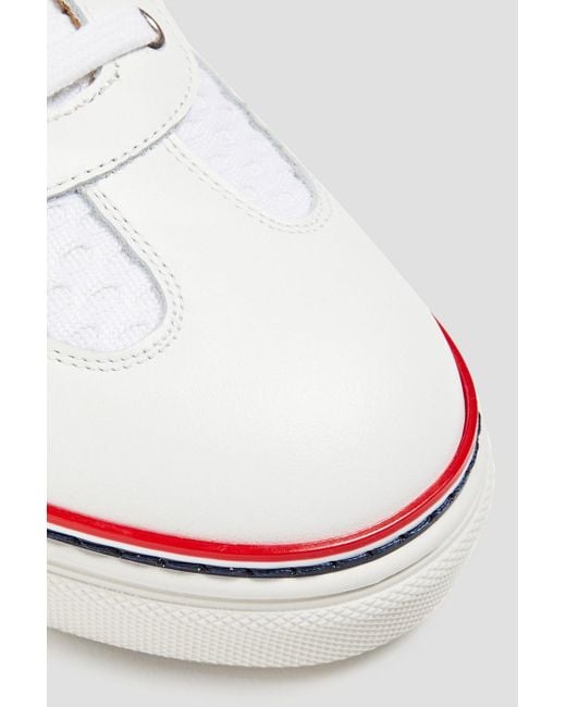 Thom Browne White Mesh And Leather Sneakers
