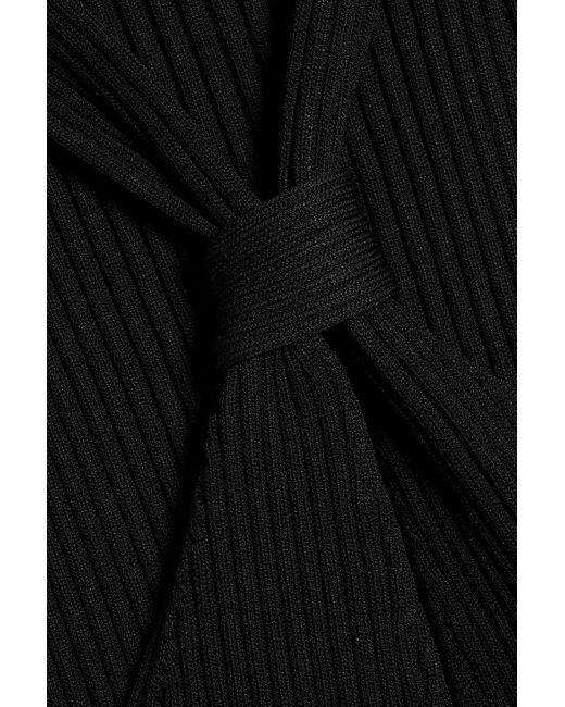 Jonathan Simkhai Black Andrea Knotted Ribbed-knit Top