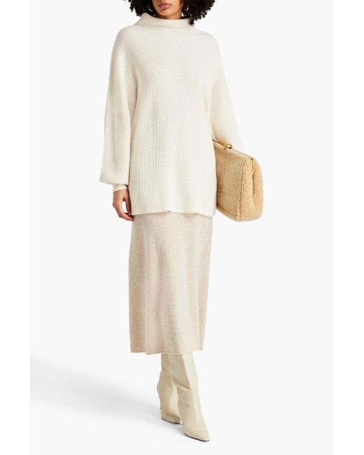 By Malene Birger Natural Camila Ribbed Cashmere Turtleneck Sweater