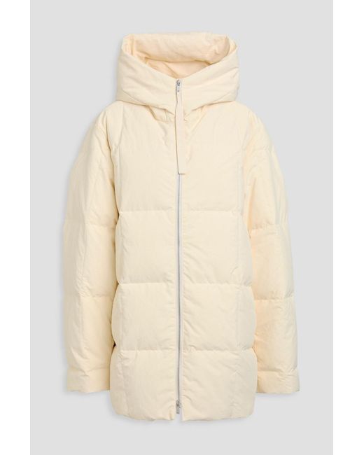 Jil Sander Natural Quilted Shell Hooded Down Coat