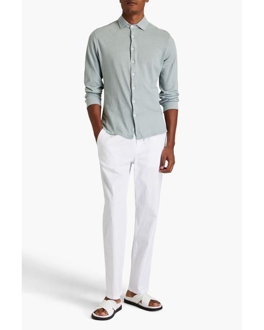 Frescobol Carioca Green Marcio Cotton And Linen-blend Jersey Shirt for men