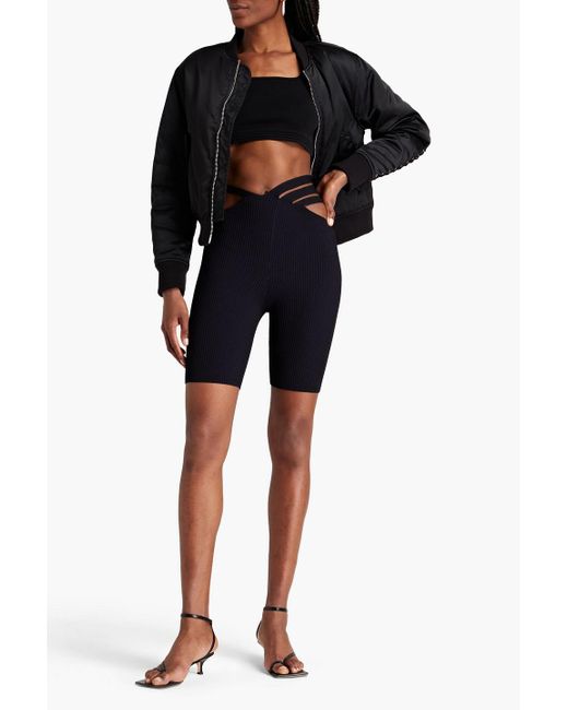 Dion Lee Blue Cutout Ribbed-knit Shorts