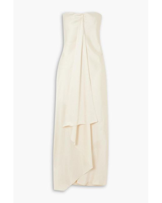 Brandon Maxwell White Adelaide Strapless Draped Satin-twill Maxi Dress