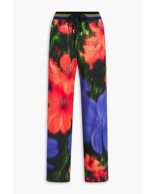 Dries Van Noten Red Floral-print French Cotton-terry Track Pants