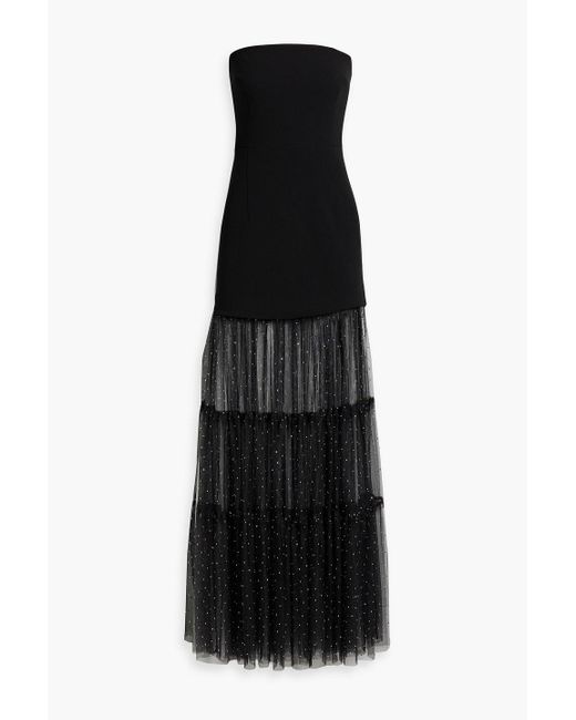 Rebecca Vallance Black Alyssa Strapless Embellished Crepe And Tulle Gown
