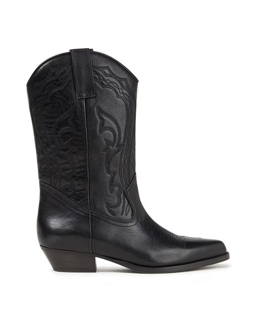 Ba&sh Black Cruz Embroidered Leather Boots