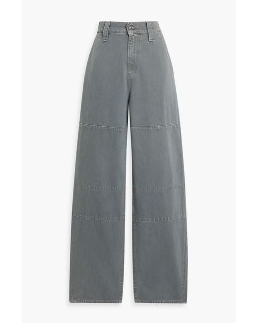 FRAME Gray The Cuffed Utility High-Rise Barrel-Leg Jeans
