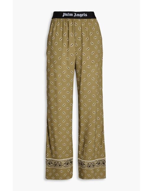 Palm Angels Green Hose mit geradem bein aus jersey mit print