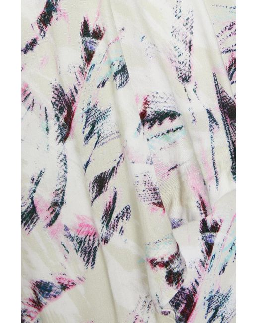 IRO White Kerim Wrap-effect Draped Printed Twill Skirt