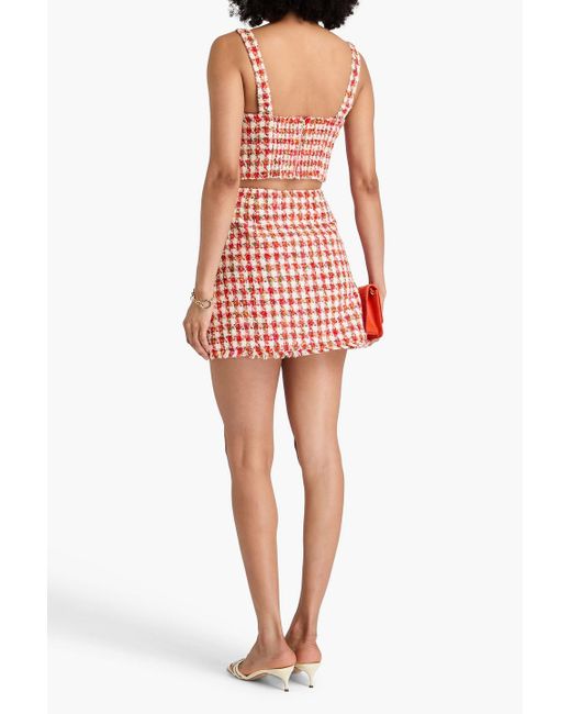 Cara Cara Red Claudine oberteil aus tweed mit gingham-karo