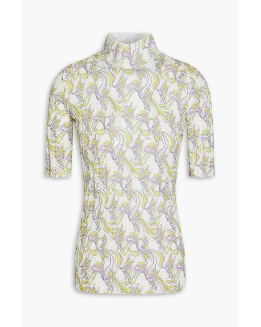 Emilio Pucci White Printed Ribbed Cotton-blend Turtleneck Sweater